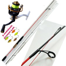 Kit Pesca Spinning Canna trout Area Spoon Artificiali Trota Lago Mulinello Filo 