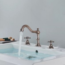 ORB Bronze Bathroom Sink Faucet Widespread 3 Holes Deck Mounted Mixer Tap
