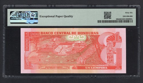Honduras One Lempira 2014 P96b Uncirculated Grade 66 - Picture 2 of 2