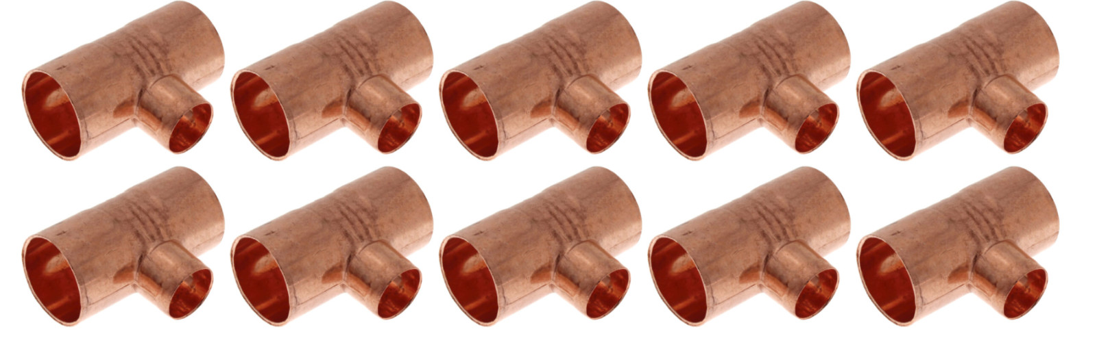 (10 PCS) 1" x 1" x 3/4" Copper Reducing Tee, Plumbing Fitting Sweat Connection