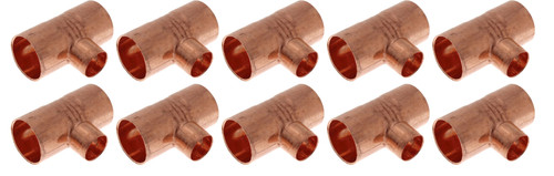 (10 PCS) 1" x 1" x 3/4" Copper Reducing Tee, Plumbing Fitting Sweat Connection