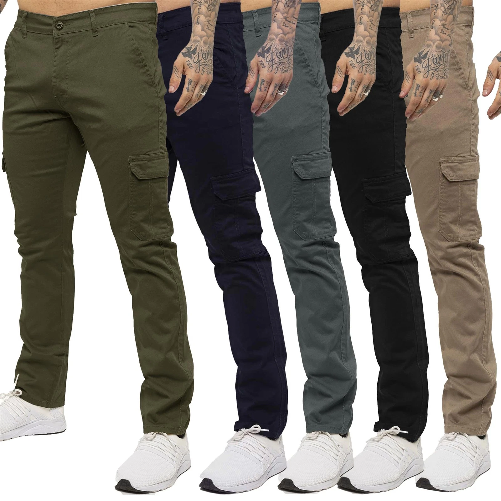 Enzo Mens Cargo Trousers Combat Jeans Slim Fit Casual Cotton Stretch Work Pants
Opens in a new windo