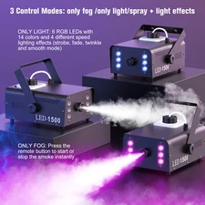 6 LED Fog Smoke Machine 1500W Low Lying Indoor Outdoor 1L Fog Maker w/ RGB Light