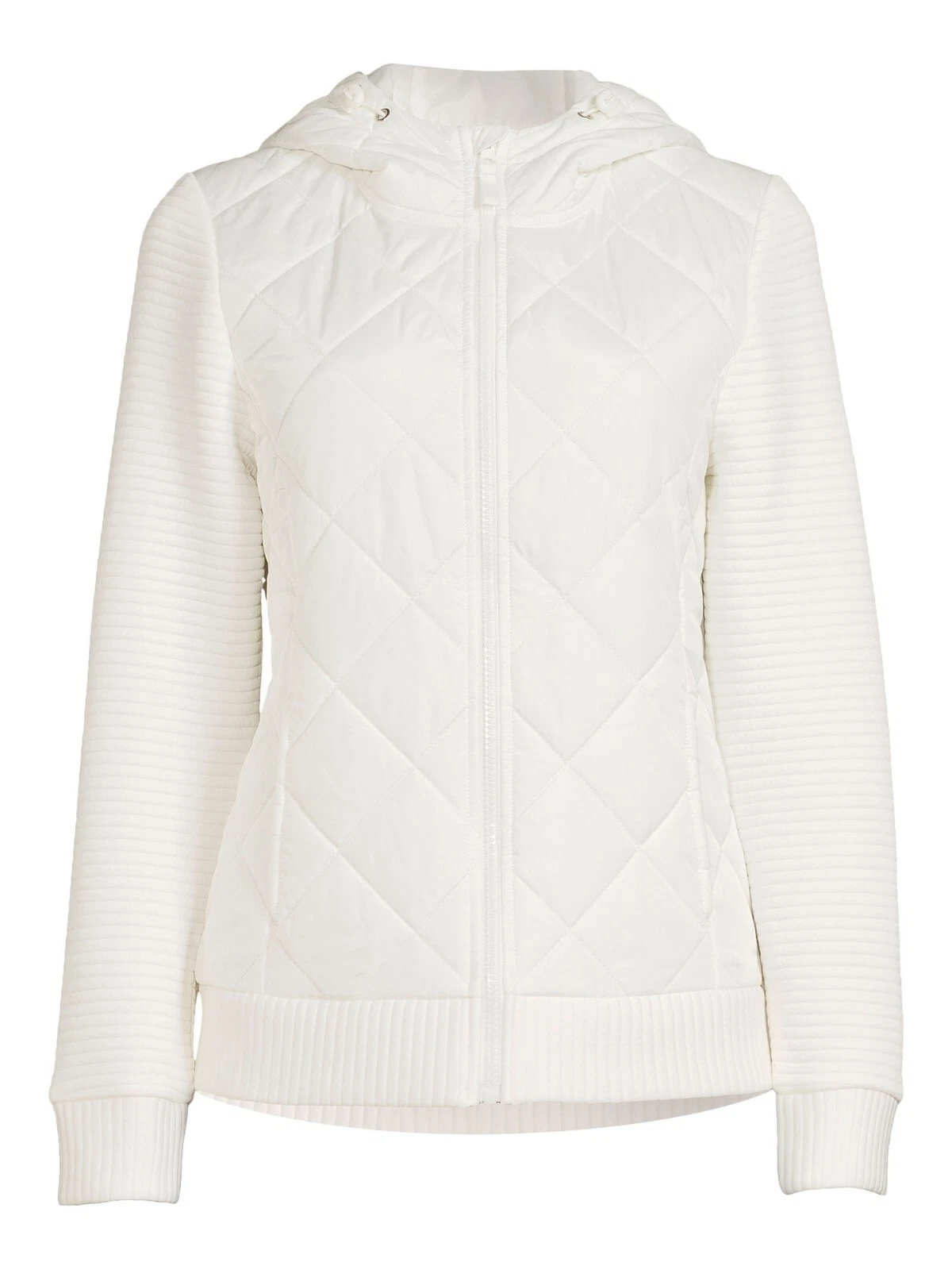 OFF WHITE Giacca Time & Tru donna attiva taglia S bianco sporco full zip con cappuccio trapuntata