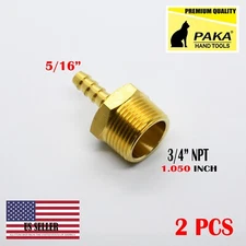 5/16" Hose Barb x 3/4" Male NPT Brass Adapter Threaded Fitting, Fuel/Water/Air