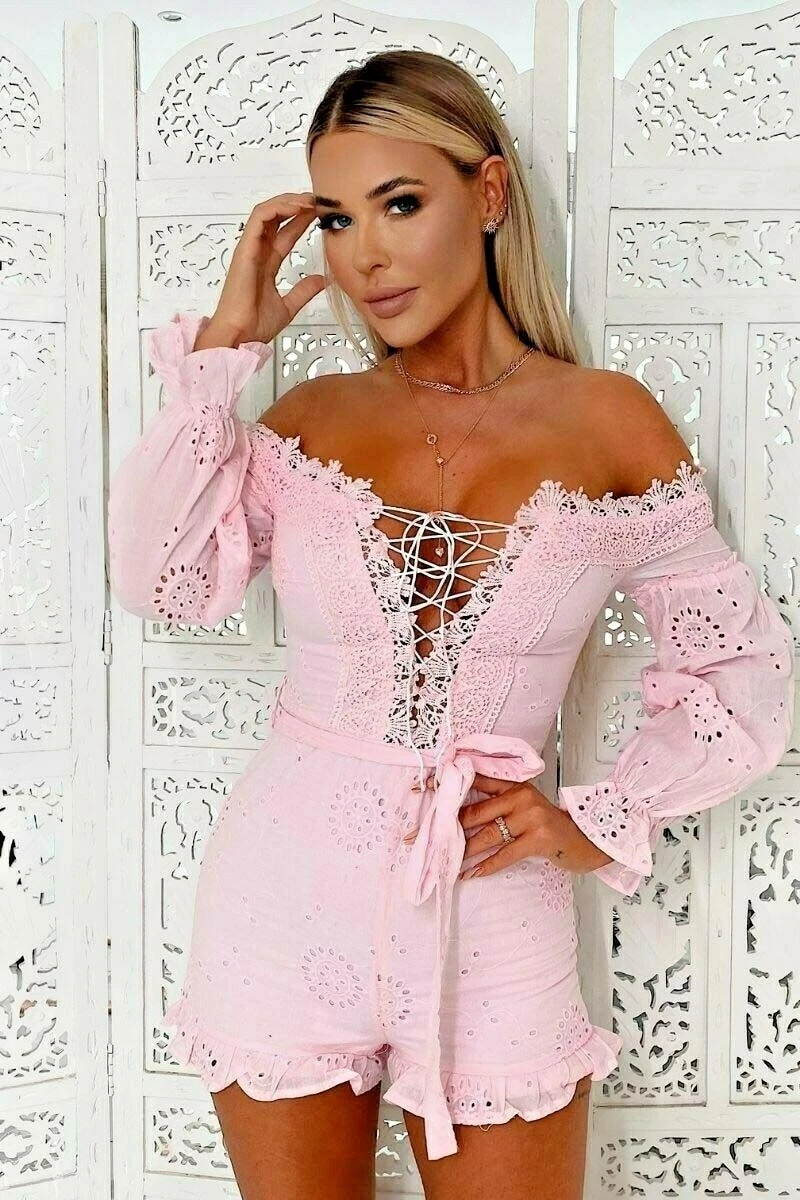 Off shoulder top romper shorts