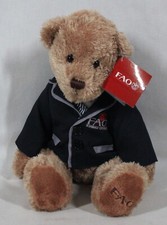 RARE VINTAGE 2013 FAO SCHWARZ TAN BEAR WITH JACKET  TIE 16" TALL NEW WITH TAGS
