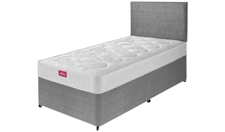 SINGLE 3FT GREY FABRIC BED,QUILTED BED GREY BED, SINGLE BED, DIVAN BED BASE