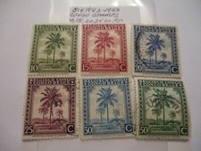 Sześć znaczków pocztowych Konga 1942-1943 - 10, 15, 20, 25, 30, 50 nominałów