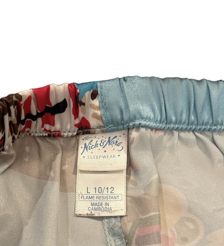 Nick & Nora Pajama Sleepwear Set Children L 10/12 Dog Bath Time Blue Soft Satin - Picture 8 of 9