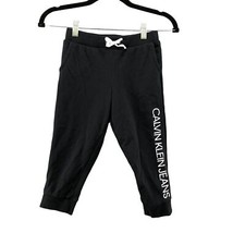 Calvin Klein Kids XS 5/6 Black Jogger Sweatpants Fleece Logo Lounge Athleisure