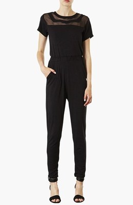 mesh panel jumpsuit