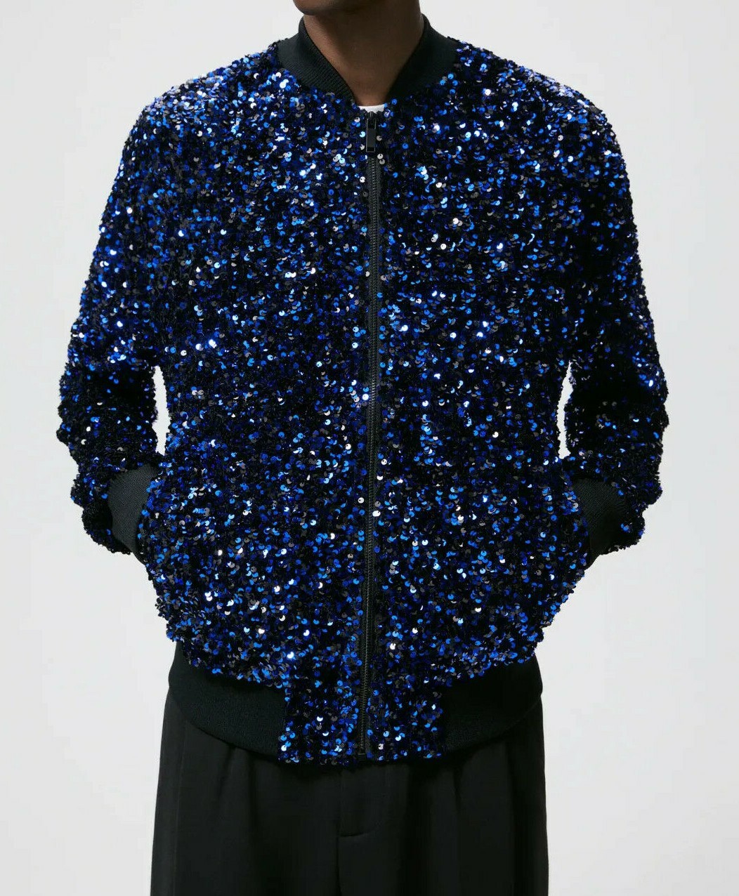 ZARA MEN SEQUINNED BOMBER JACKET S-M,L 