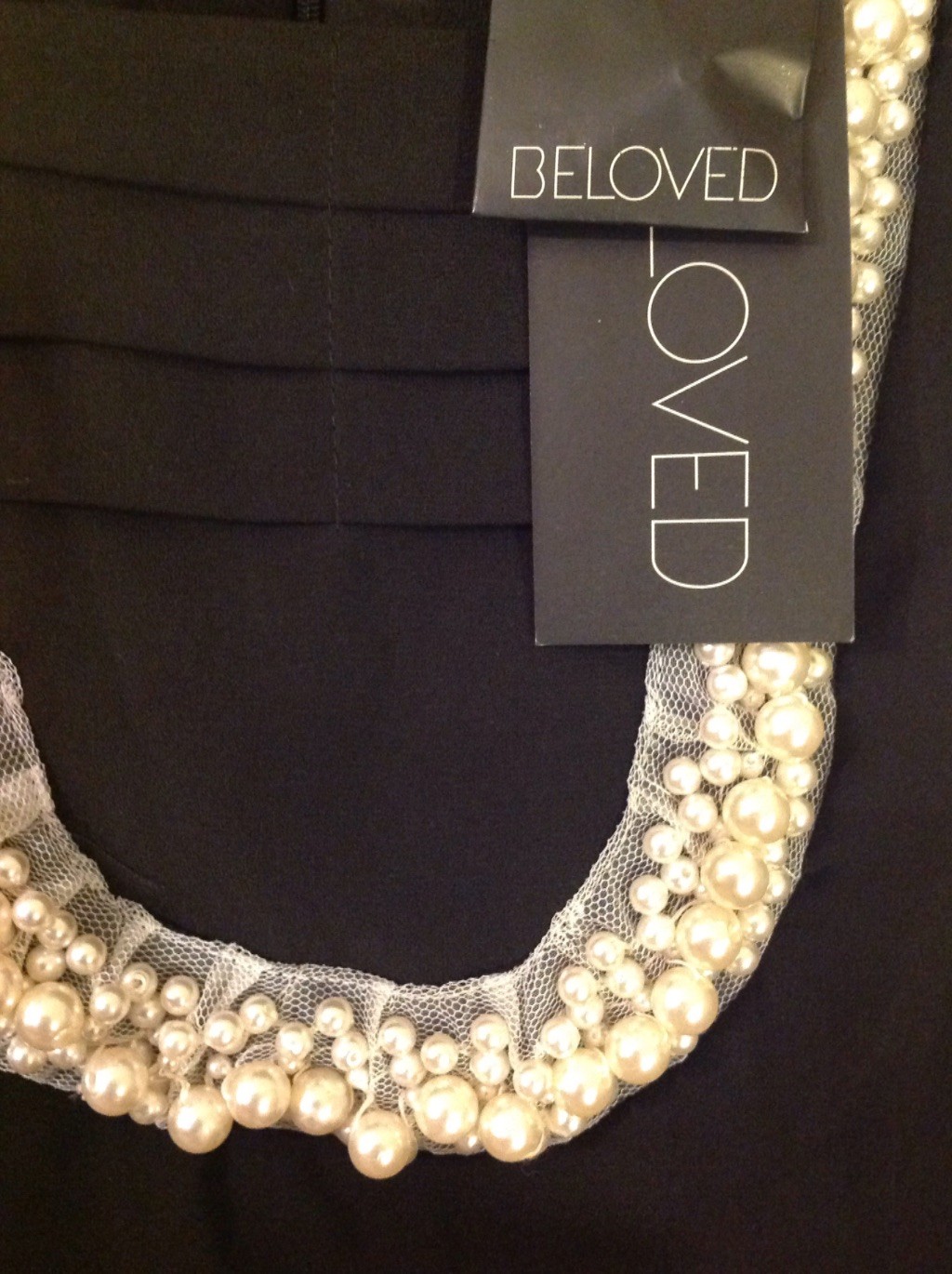 BNWT BELOVED Black Party Pearl Beaded Trim Shift Dress Size M (10-12) RRP £55.00 image 3