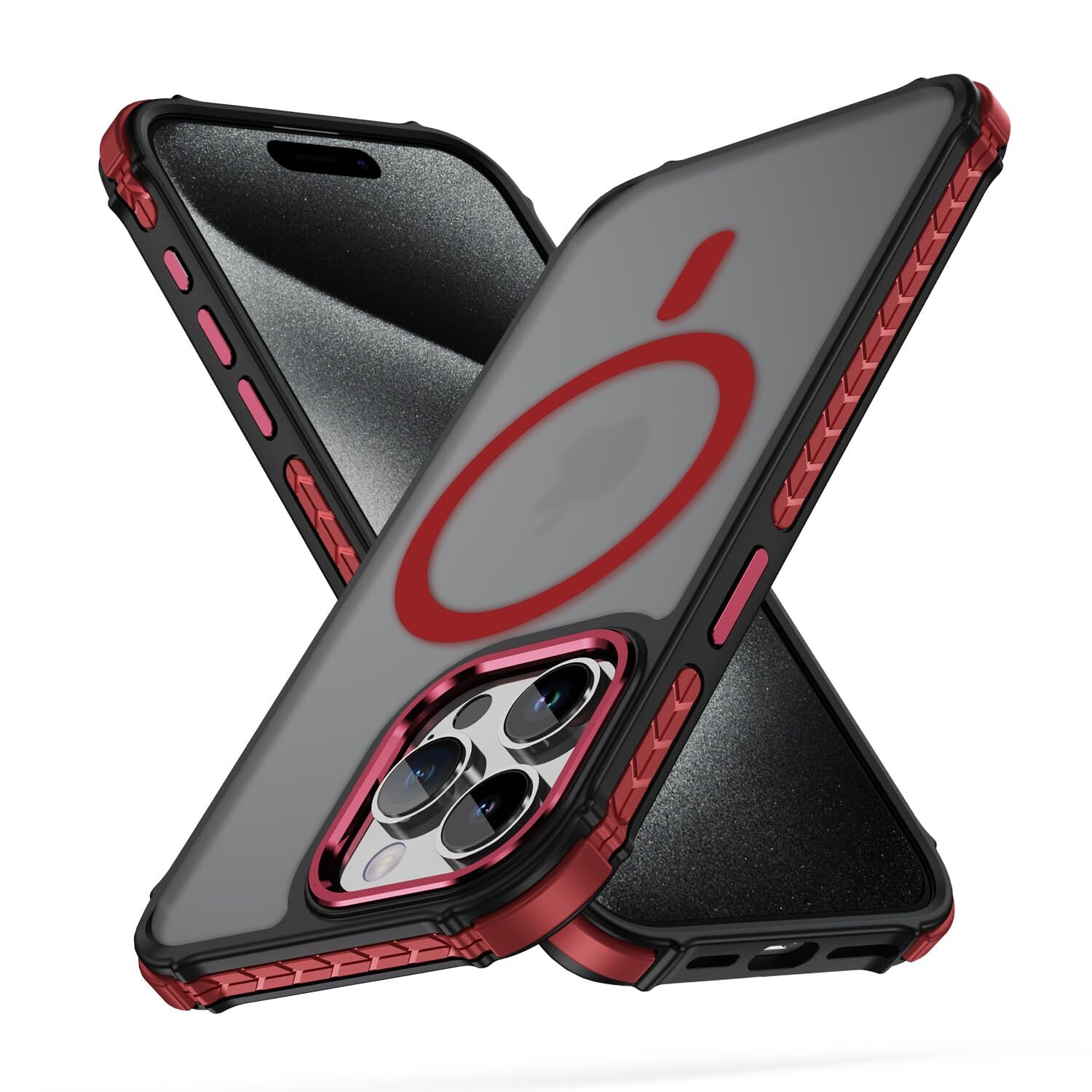 U.S. Military Standard MagSafe Compatible for iPhone 15 Pro Case Metal Butt 601