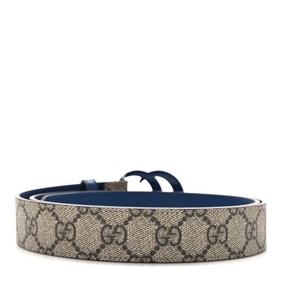 New Gucci Belt GG Supreme Monogram Calfskin Enamel Double G