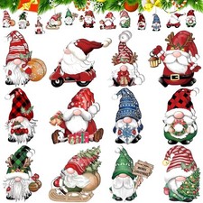 24 Pcs Gnome Christmas Ornaments, Christmas Tree Christmas Wreaths Gnome Wood...