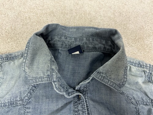 Gap Shirt Boys Youth XXL Blue Chambray Snap Button Roll Tab Youth Kids - Picture 2 of 12