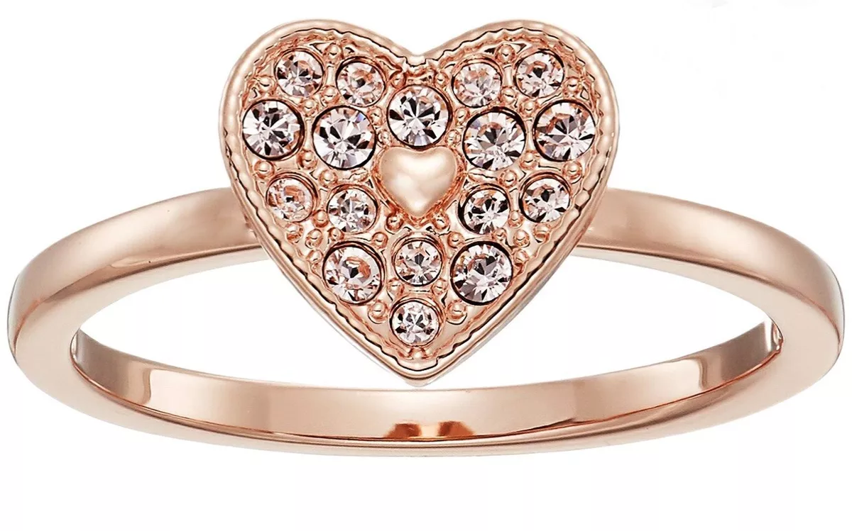 Crystal Heart Ring - Gold - 6 US