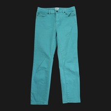 White Stuff Womens UK 12 Vibrant Turquoise Straight Cropped Jeans Inside Leg 25"