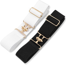 2Pcs 1.5In Elastic Equestrian Belt, Stretchable Waist Belt Surcingle Buckle Hors