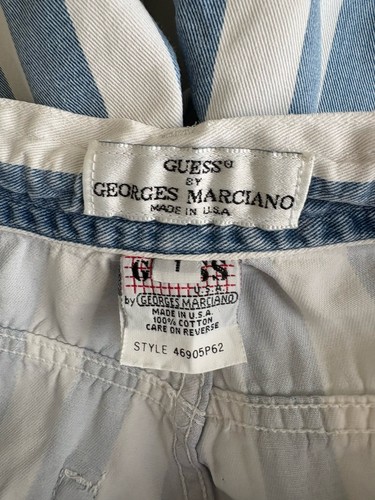 Pantaloncini donna vintage Guess by Georges Marciano vita alta a righe denim taglia 1 - Foto 8 di 9
