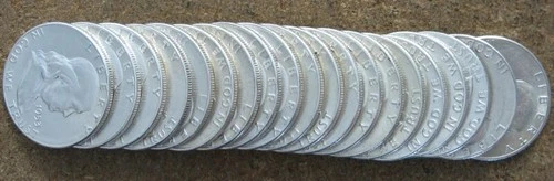 ORIGINAL ROLL 1953-S FRANKLIN SILVER  HALVES.. CH/GEM BU