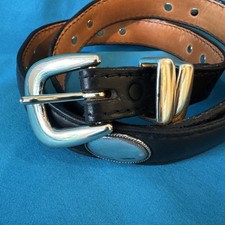 Nocona belt RANGER cowhide 38 Usa leather CONCHO black WESTERN