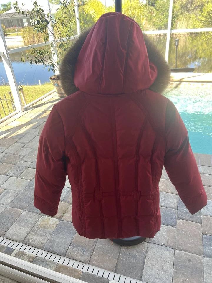 Chaqueta de Plumón Ellen Tracy P Pequeña Azul Piel de Zorro Capucha Abrigo de Lujo Silencioso Declaración Foto 4 de 4