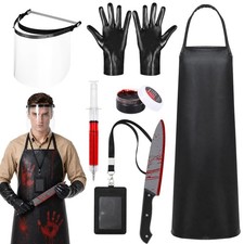 7Pcs Halloween Butcher Costume Men Scary Cosplay Party Accessories