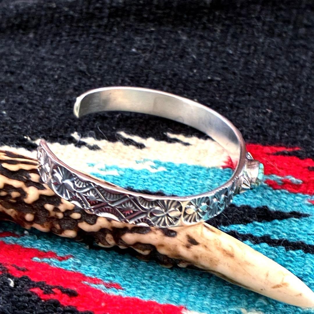 Henry Mariano Turquoise Silver Bangle Native American… - Gem