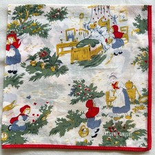 Vintage Handkerchief Cotton The story of Little Red Riding Hood Pattern Hanky 16