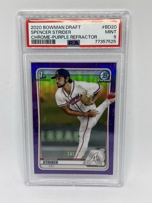 2020 1st Bowman Chrome Spencer Strider True Purple Refractor #/250 RC PSA 9
