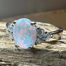 Opal Ring Engagement Promise Cocktail Ladies Ring 925