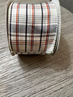 Wired  Off White Blue Orange Ribbon Bow Making Crafts 2 1/2  x  25 Ft NWTS