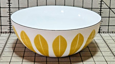 Vintage MCM Catherineholm Enamel Lotus 8? Bowl Butterscotch Mustard Yellow NICE!