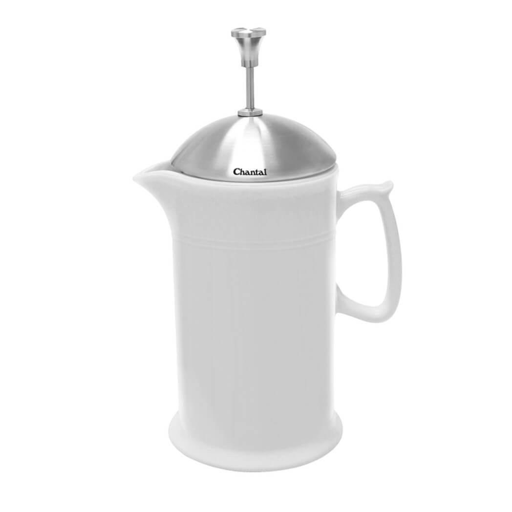 With Stainless Steel Plunger, 28oz, White