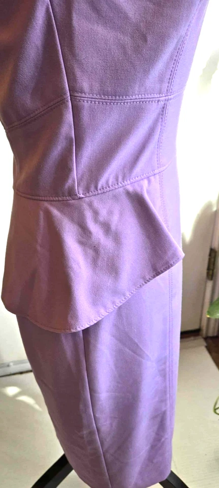 WHITE HOUSE BLACK MARKET Dress Women SZ 2 Lavender Peplum Sleeveless Sheath A750 - Image 4 of 4
