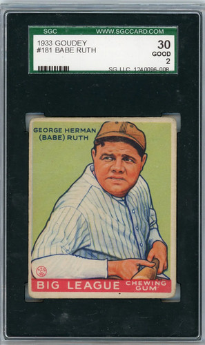 1933 Goudey Babe Ruth #181 SGC 2