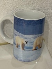 Krone Partner in Sachen  Klima Werbung schräge Porzellan Tasse Eisbären Motiv