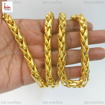 ECHTES GOLD 18 Kt Punze Gold Weizen Chunky Schwer Herren Halskette Kette 8 MM - Bild 1 von 4