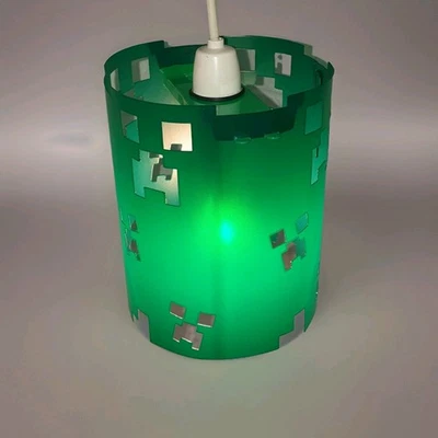 ELAFREE Minecraft Creeper Decoration Lampshade Lights Kids Present Bedroom Green Gamers
