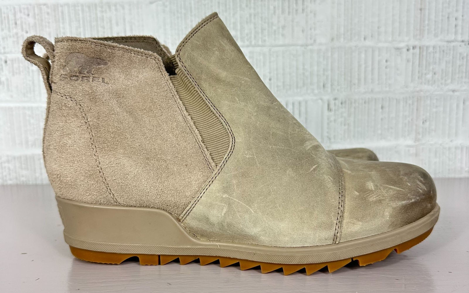 SAOLA Stivali Sorel donna Evie pull on talpa 9 gomma suola zeppa pelle scamosciata Chelsea