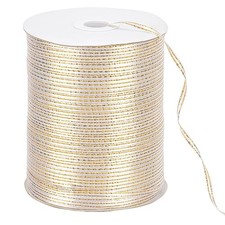 870 Yards White Ribbon With Gold Edge 1/8 Inch 3mm Polyester Gift Craft DIY
