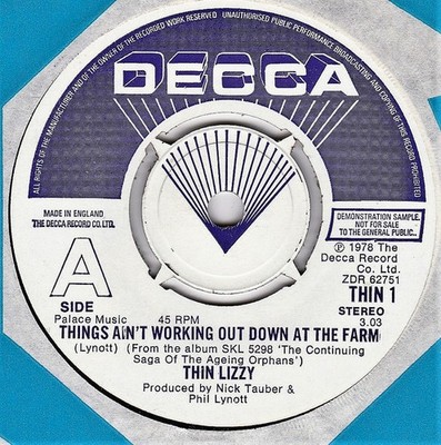 Thin Lizzy - Things Ain't Working Out Down At The Farm 7 Inch Vinyl Single (7...