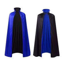 Reversible Cloak Halloween Cape Vampire 140CM/55" Blue and Black Stand Collar