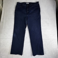 Lee Womens Straight Leg Jeans Blue Denim Dark Wash Stretch Classic Fit Size 16P
