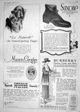Antique Old Print 1918 Saxone Boots Maison Georges Burberry Haymarket Gowns