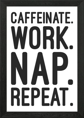 Gerahmtes Wandbild Poster Leinwanddruck Bild Koffein, Arbeit, Nickerchen, Wiederholung