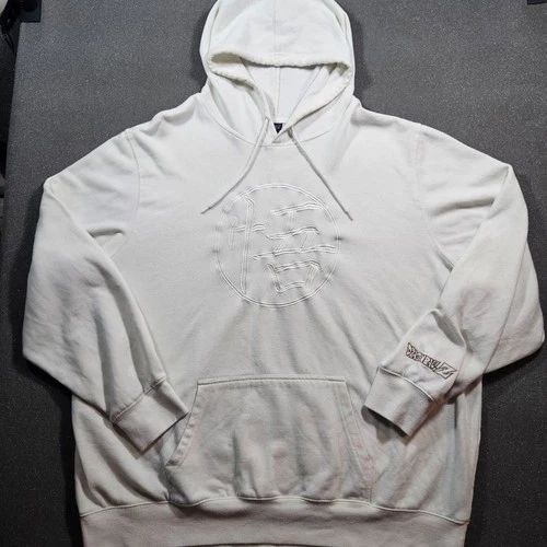 Dragon Ball Z Hoodie Men’s 3XL White Embroidered Kanji Anime Pullover - product listing photo